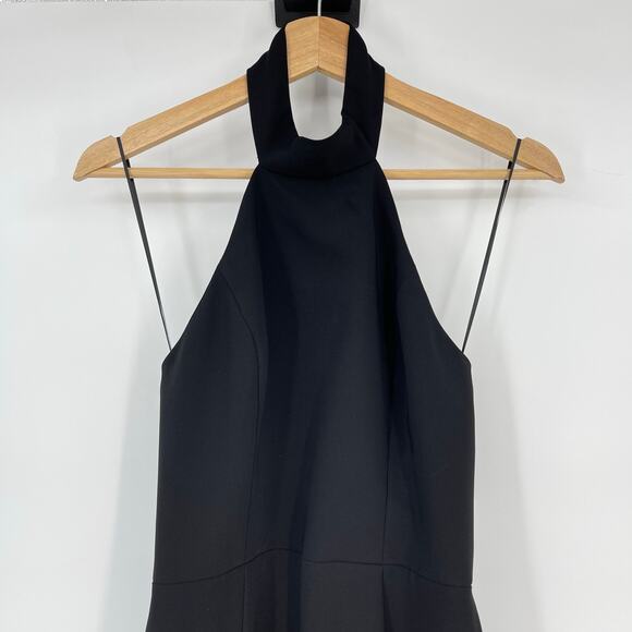 Amanda Uprichard | Queen Gown in Black Halter Neck Maxi Dress w/ Slit S - Picture 7 of 16